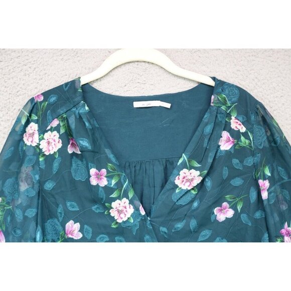 Mi Ami Long Sheer Puff Sleeve Cropped Floral Top-Medium-Elastic Waist-BOHO - Picture 4 of 11
